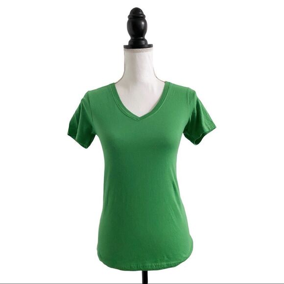 Anvil Ladies Featherweight V Neck Short Sleeve Tee Green Apple Size Extra Small - Picture 2 of 6